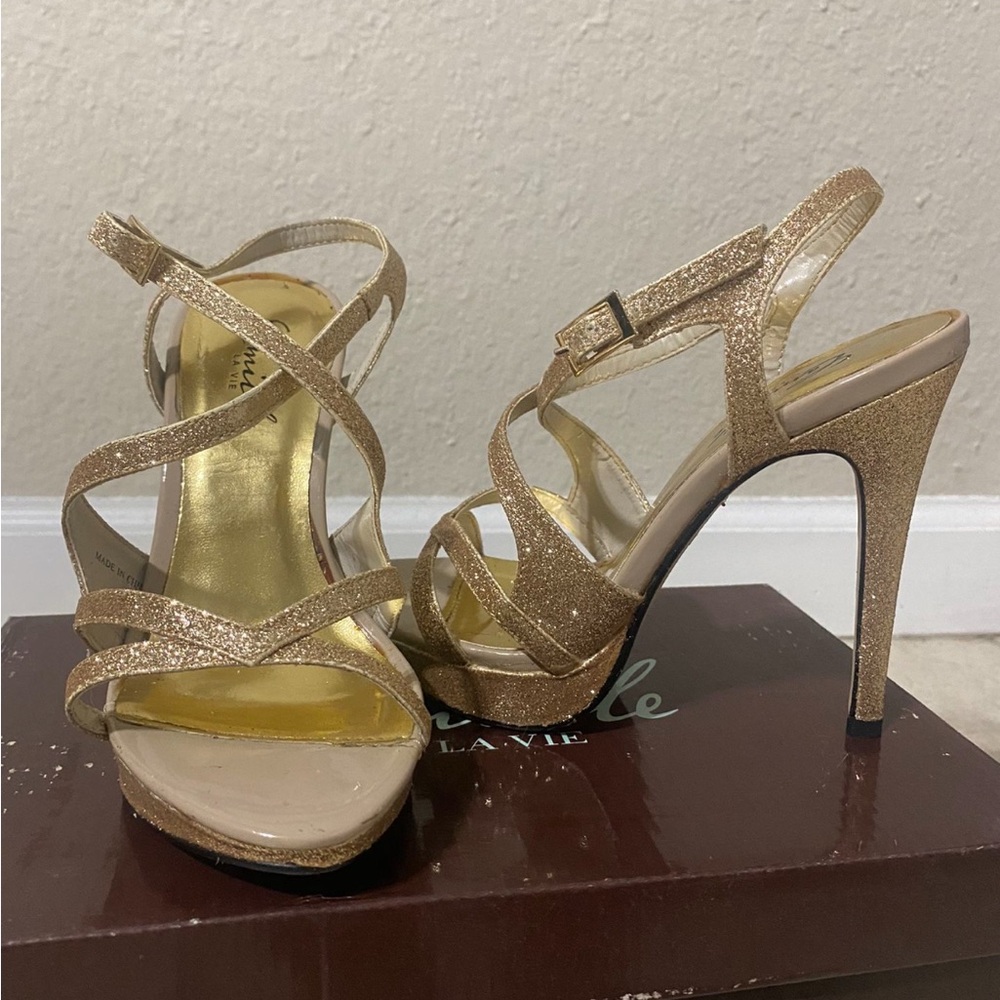 Camille La Vie Gold Stiletto Heels